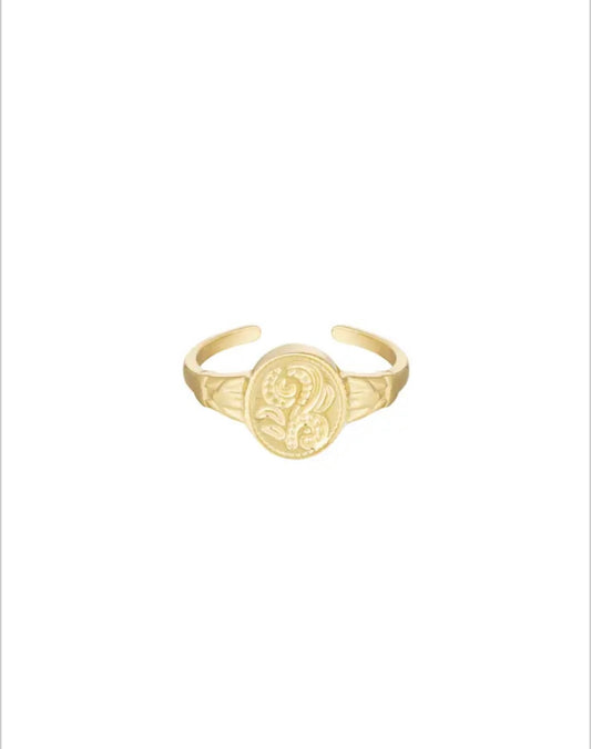 Flower coin ring goud