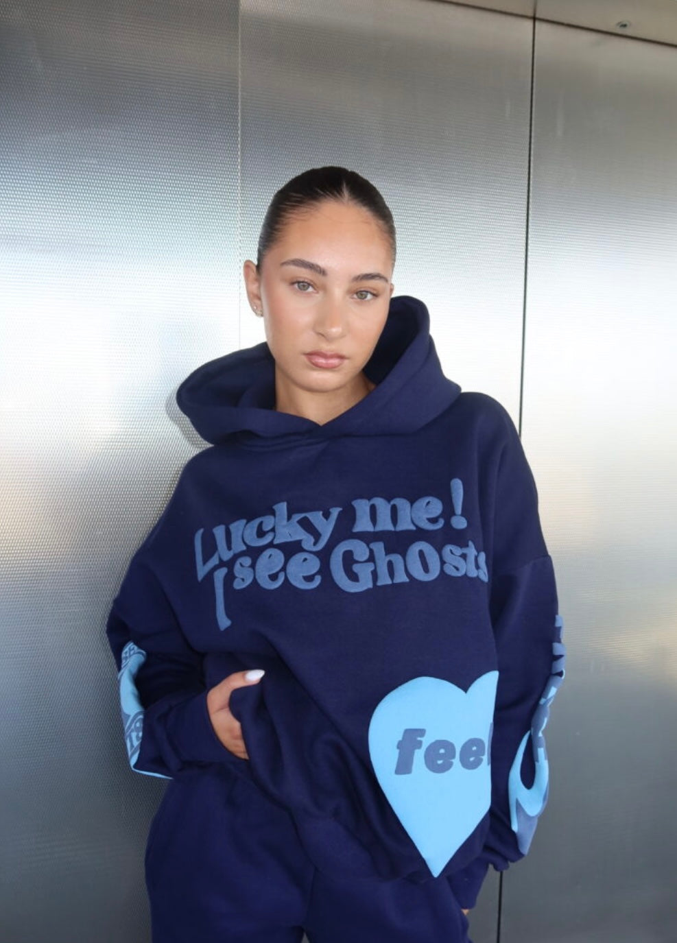 Lucky me hoodie midnight blue