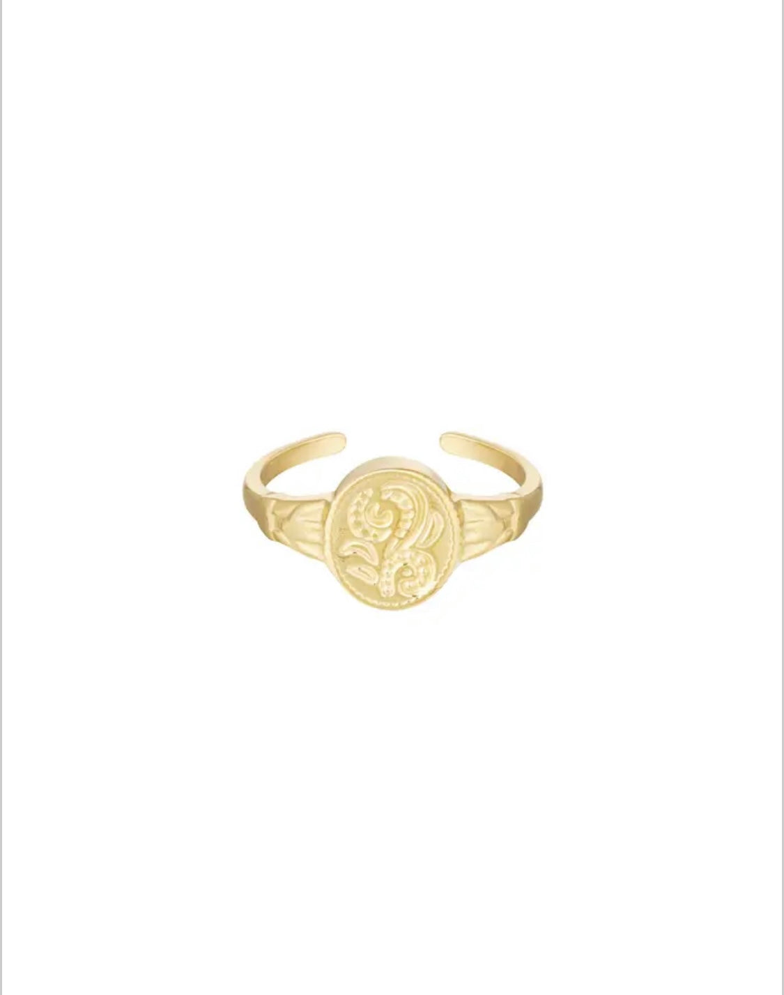 Flower coin ring goud